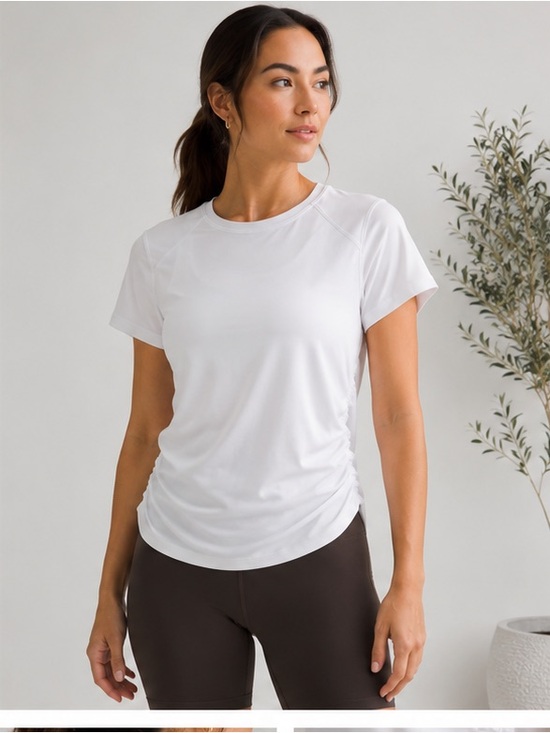 lululemon athletica Tops - 🤍 Lululemon White Ruched Performance Top | Size Large | Like New